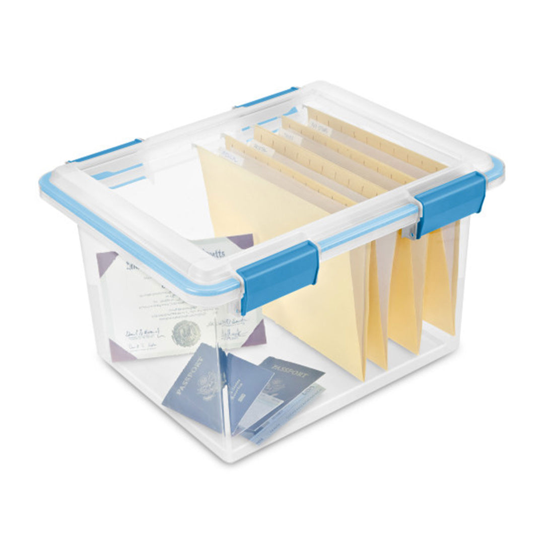 Sterilite Gasket Box, Stackable File Tote Storage Bin with Lid, 32 Quart, 4 Pack