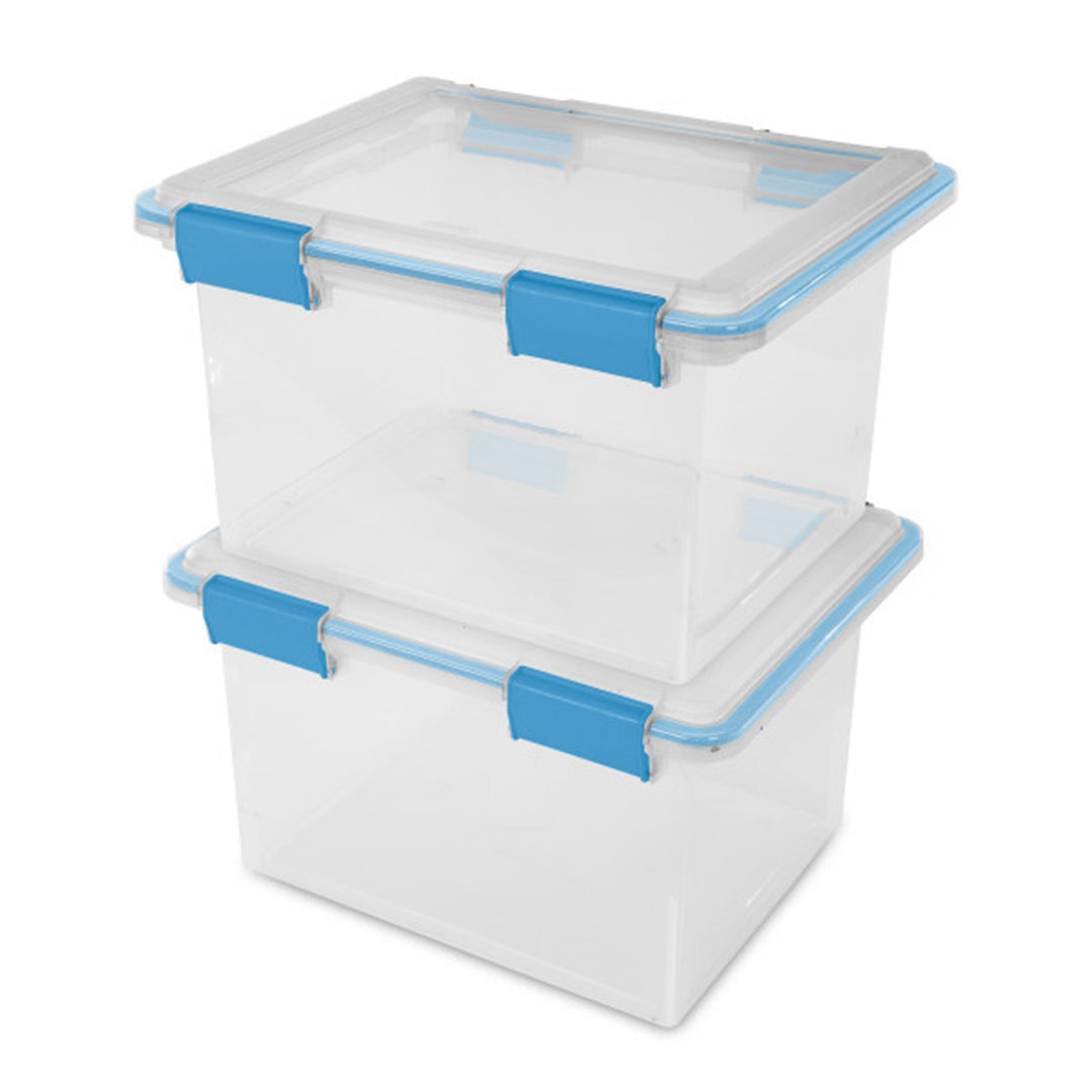 Sterilite 32 Quart Clear Stacking Storage Container with Gasket Lid, 16 Pack