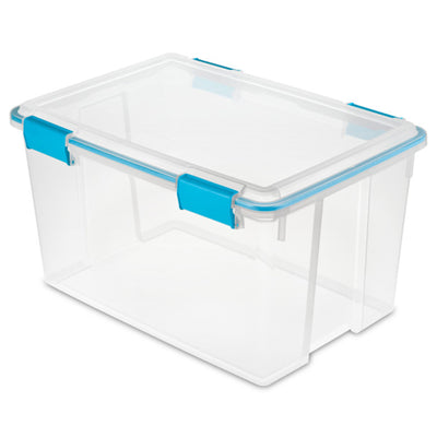 Sterilite 54 Quart Gasket Box, Stackable Storage Bin with Latching Lid, 4 Pack