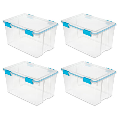 Sterilite 54-Qt Clear Plastic Stackable Storage Bin w/ Gasket Latch Lid, 8 Pack