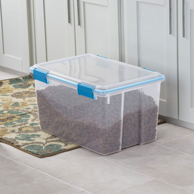 Sterilite 54-Qt Clear Plastic Stackable Storage Bin w/ Gasket Latch Lid, 12 Pack