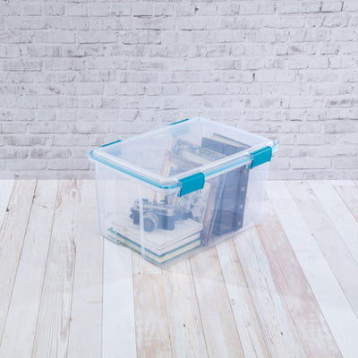 Sterilite 54-Qt Clear Plastic Stackable Storage Bin w/ Gasket Latch Lid, 8 Pack