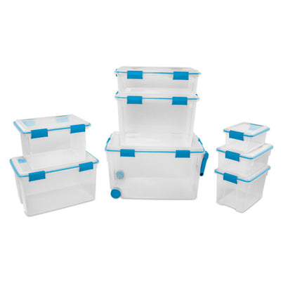 Sterilite 54-Qt Clear Plastic Stackable Storage Bin w/ Gasket Latch Lid, 12 Pack