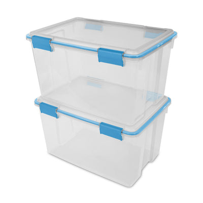 Sterilite 54-Qt Clear Plastic Stackable Storage Bin w/ Gasket Latch Lid, 8 Pack