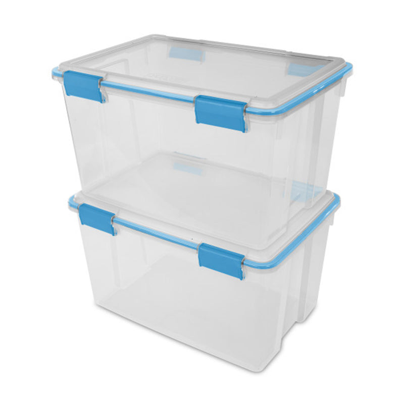 Sterilite 54-Qt Clear Plastic Stackable Storage Bin w/ Gasket Latch Lid, 8 Pack