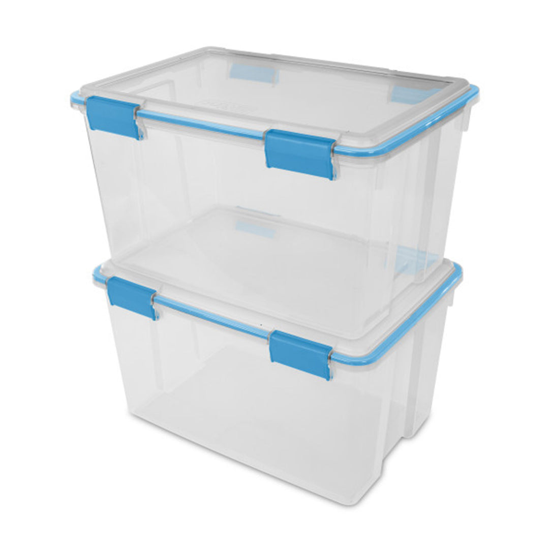 Sterilite 54-Qt Clear Plastic Stackable Storage Bin w/ Gasket Latch Lid, 16 Pack