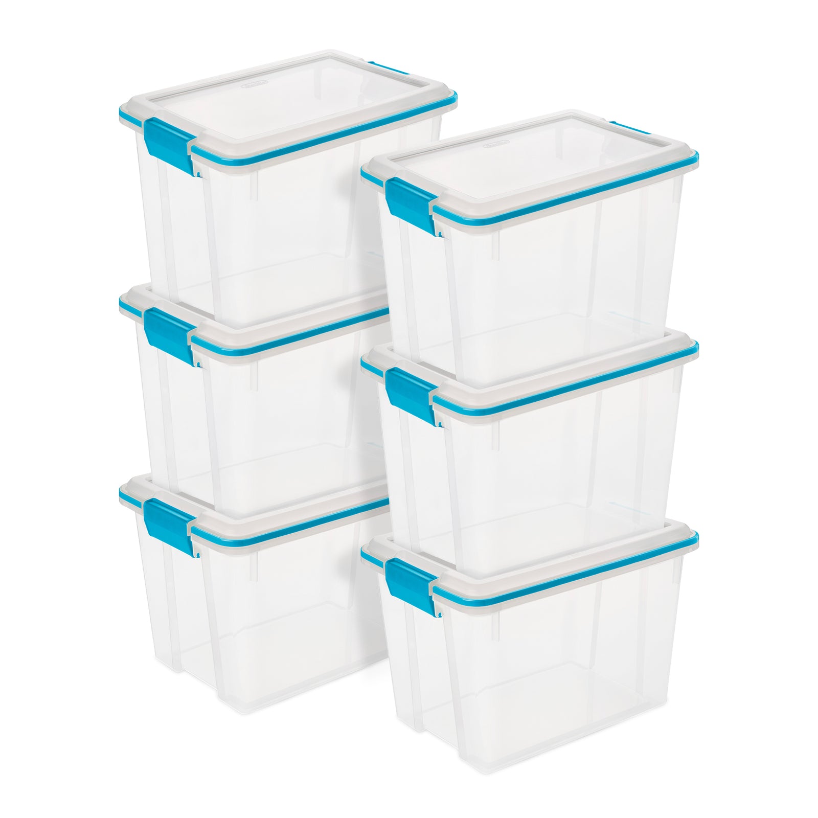 Sterilite 20 Quart Gasket Box, Stackable Storage Bin with Latching Lid, 6 Pack - VMInnovations