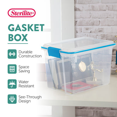 Sterilite 20 Quart Gasket Box, Stackable Storage Bin with Latching Lid, 6 Pack - VMInnovations