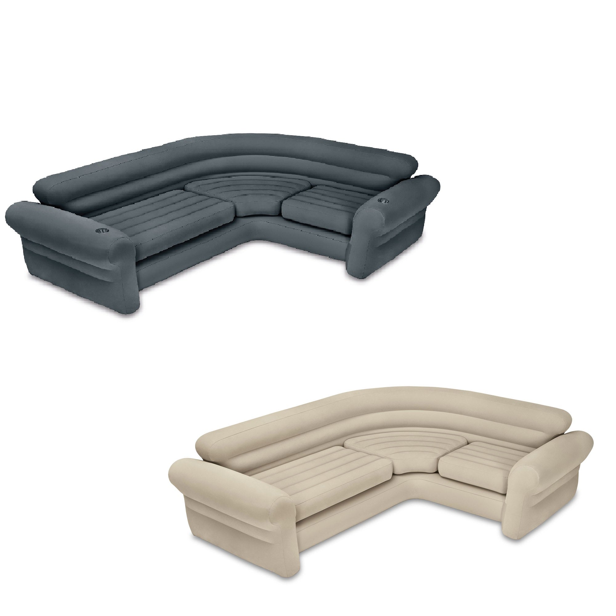 Intex Inflatable Couch Sectional, Gray & Intex Inflatable Couch Sectional, Beige - VMInnovations