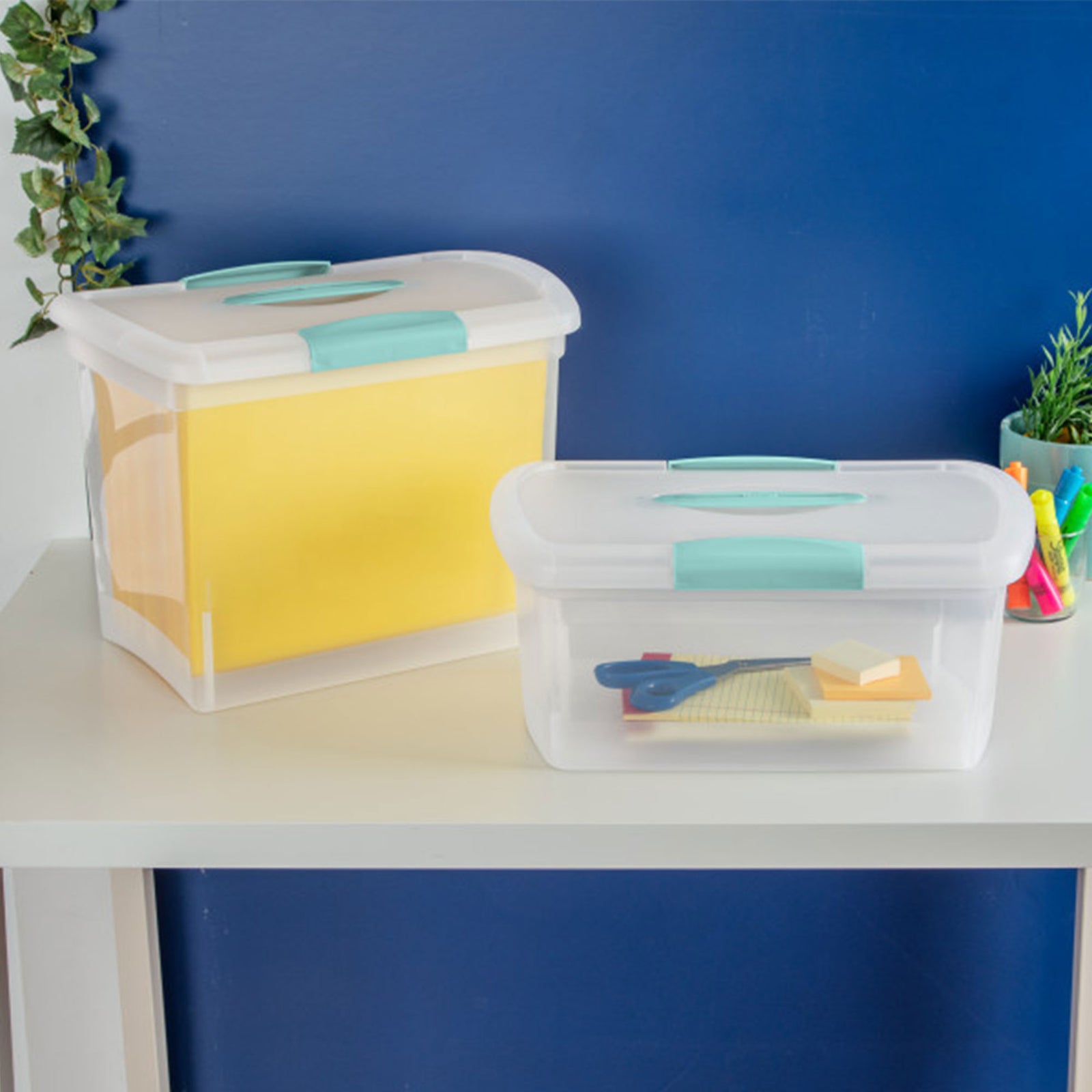 Sterilite Medium Nesting ShowOffs, Stackable Storage Bin with Latch Lid, 18 Pack - VMInnovations