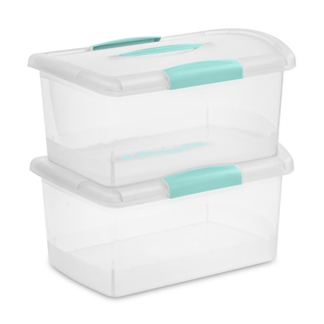 Sterilite Medium Nesting ShowOffs, Stackable Storage Bin with Latch Lid, 24 Pack