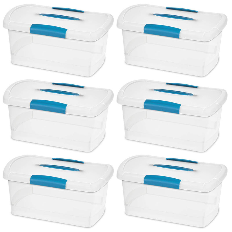 Sterilite Medium Nesting ShowOffs, Stackable Small Storage Bin with Lid, 6 Pack - VMInnovations