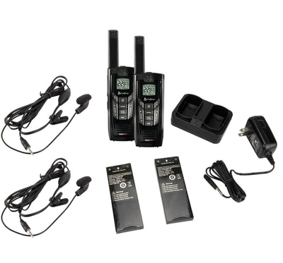 Cobra 2-Way Radio Walkie Talkies (Certified Refurbished) + Microphone Headsets