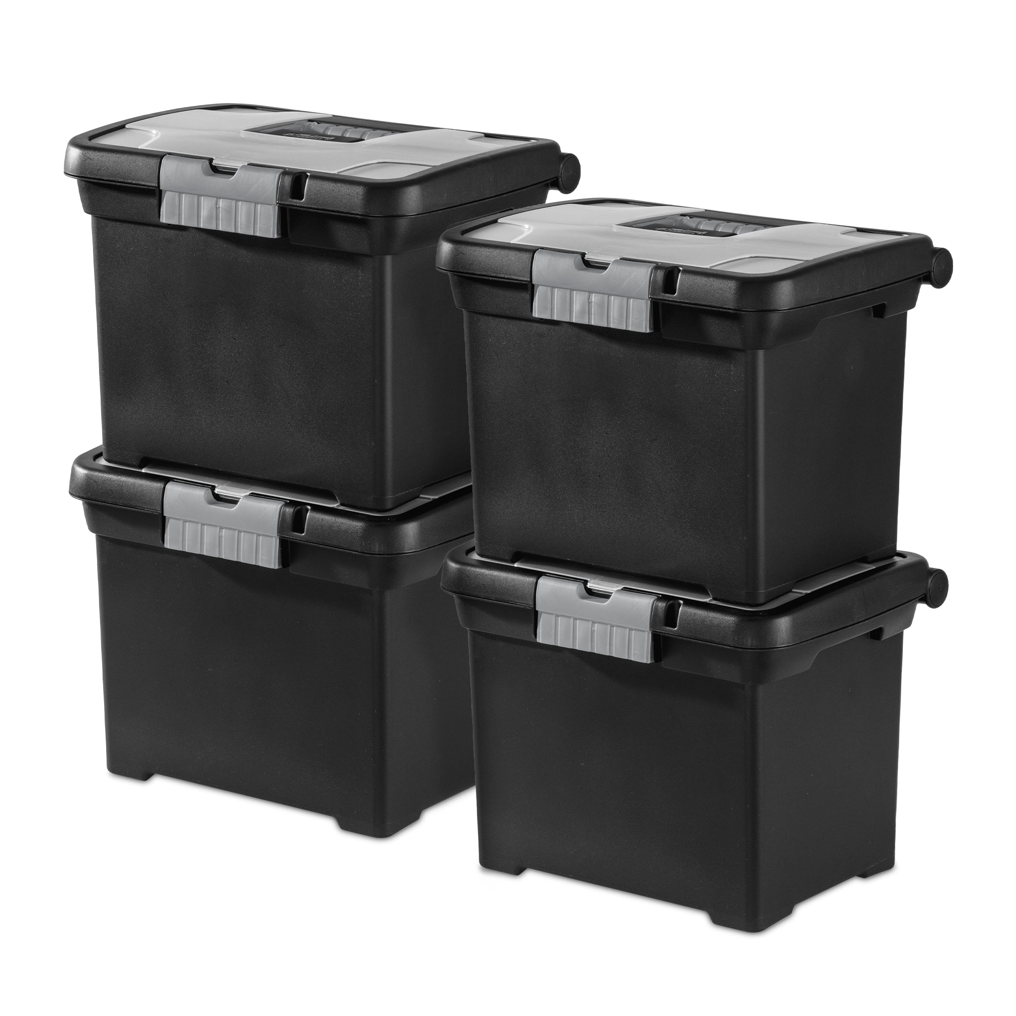 Sterilite Portable Lockable File Box w/ Extra Compartment & Handle (4 Pack)