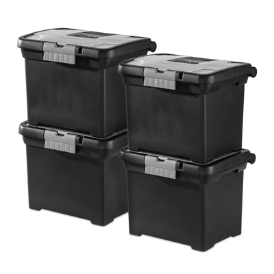 Sterilite Portable Lockable File Box w/ Extra Compartment & Handle (4 Pack)