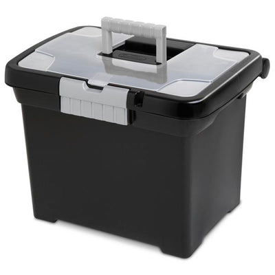 Sterilite Portable Lockable File Box w/ Extra Compartment & Handle (4 Pack)