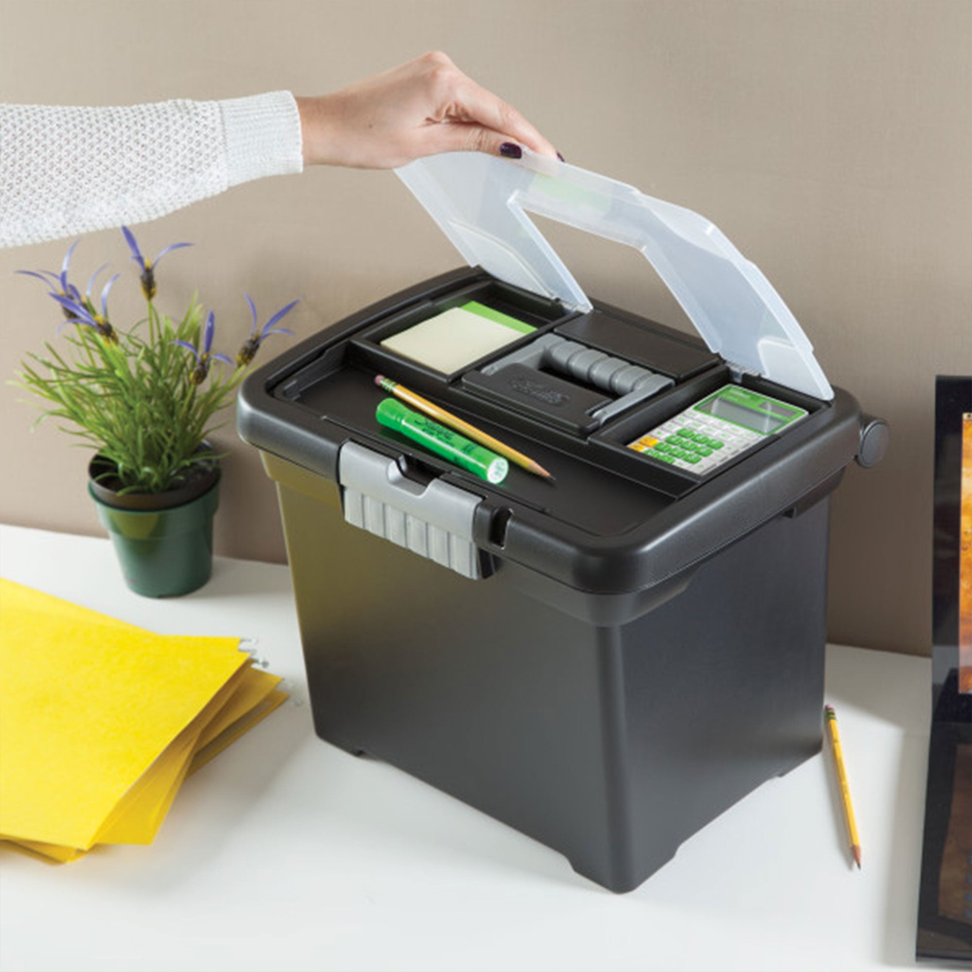 Sterilite Portable Lockable File Box Organizer with Handle (12 Pack) - VMInnovations