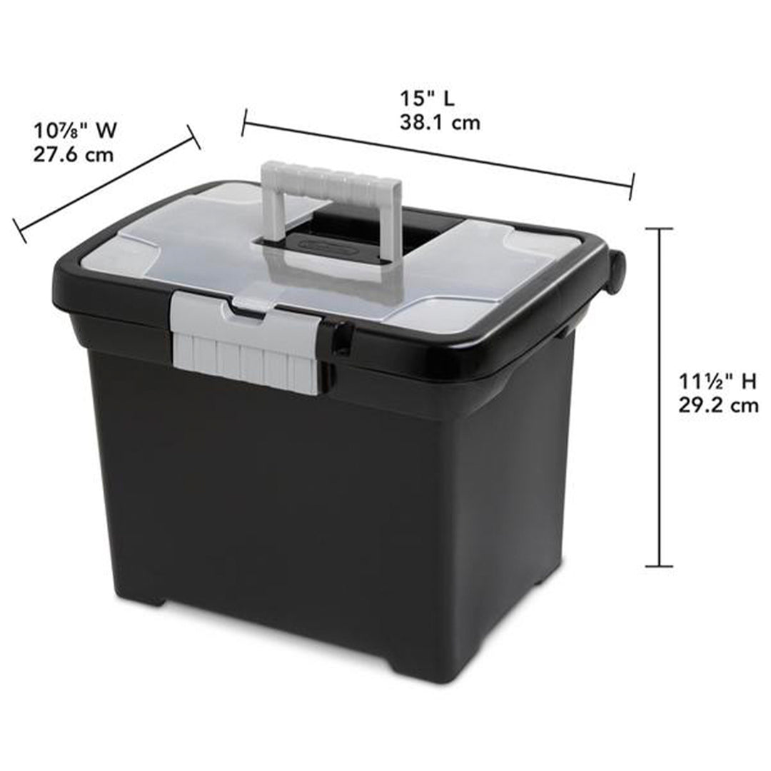 Sterilite Portable Lockable File Box w/ Extra Compartment & Handle (4 Pack)