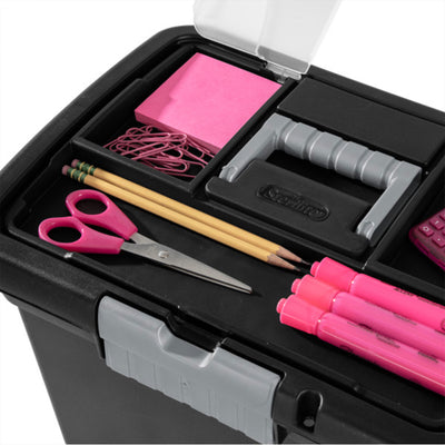 Sterilite Portable Lockable File Box w/ Extra Compartment & Handle (4 Pack)