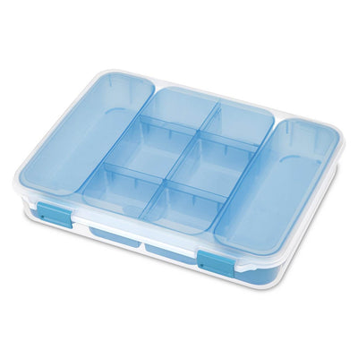 Sterilite Divided Case Stackable Plastic Small Storage Lidded Container, 6 Pack