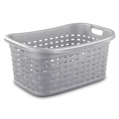 Sterilite Weave Laundry Basket, Plastic Clothes Hamper w/Handles, 6 Pack, Cement