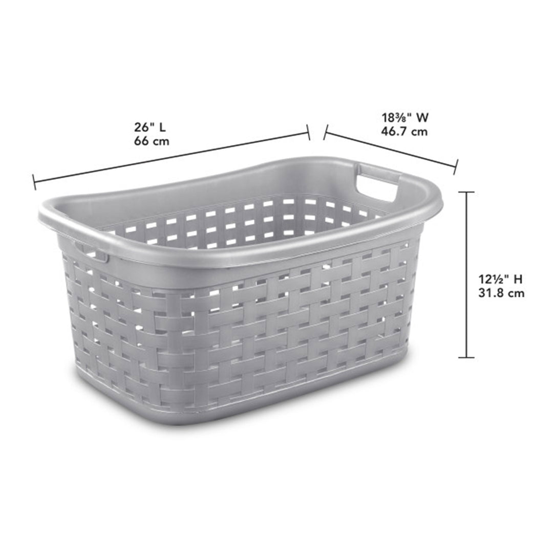 Sterilite Cement Gray Durable Weave Laundry Basket with Wicker Pattern (12 Pack)