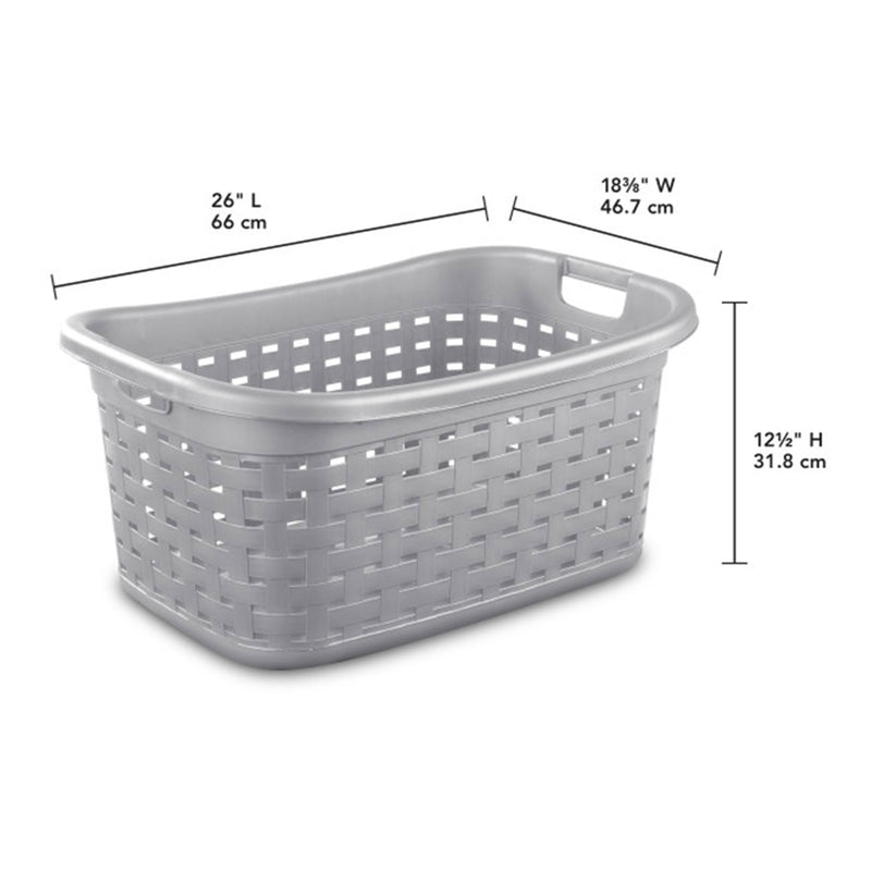 Sterilite Weave Laundry Basket, Plastic Clothes Hamper w/Handles, 6 Pack, Cement