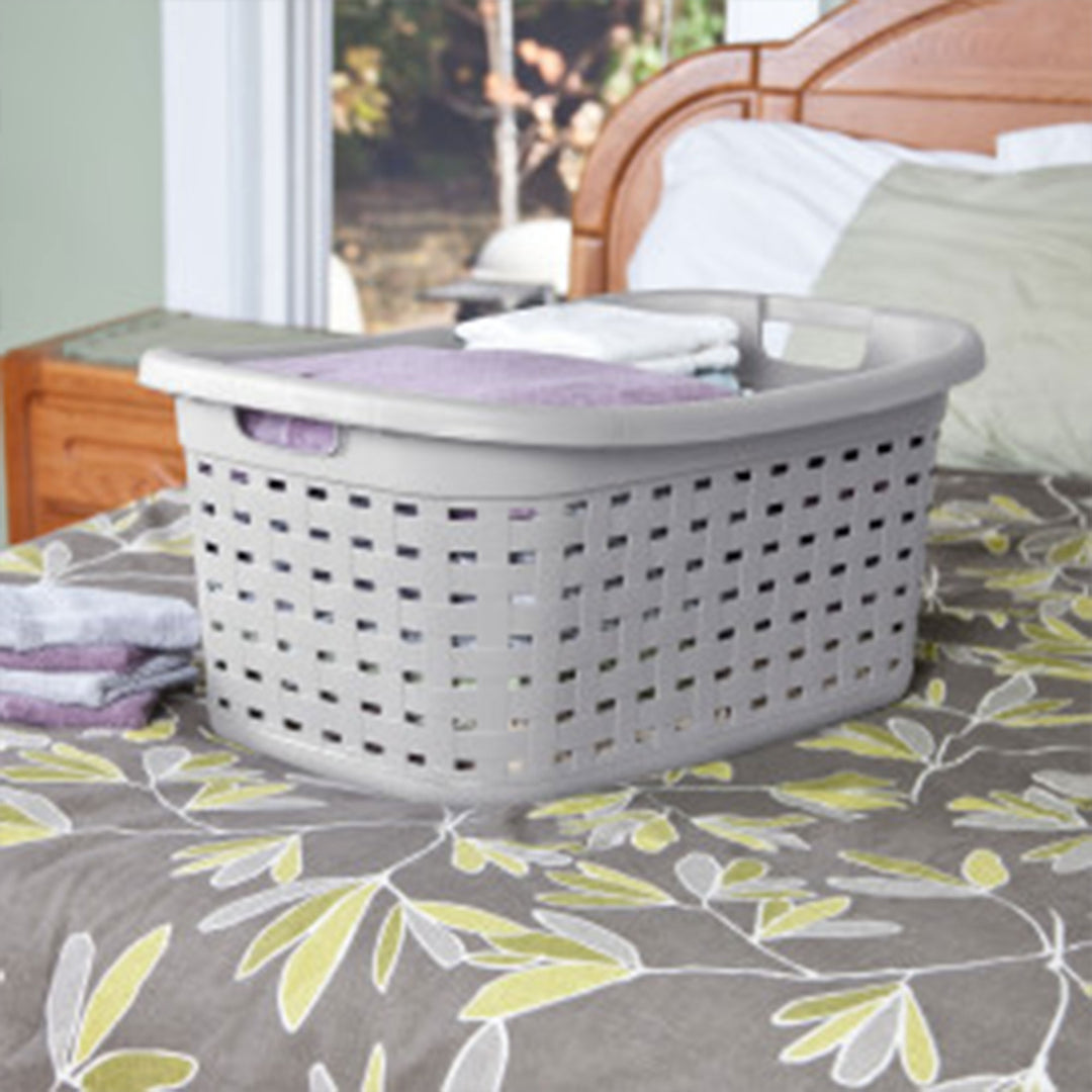 Sterilite Weave Laundry Basket, Plastic Clothes Hamper w/Handles, 6 Pack, Cement