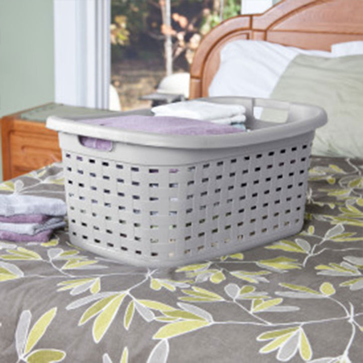 Sterilite Cement Gray Durable Weave Laundry Basket with Wicker Pattern (12 Pack) - VMInnovations