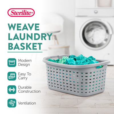 Sterilite 11" Small Weave Open Bin Organize Wicker Storage Basket, Grey, 24 Pack - VMInnovations