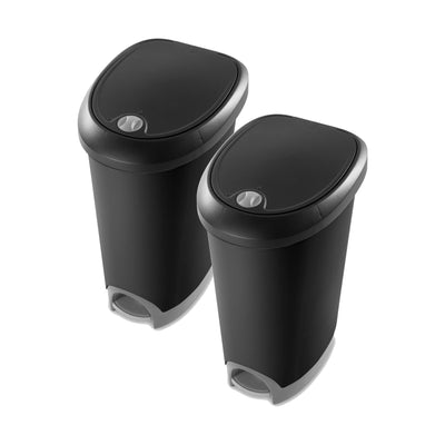 Sterilite 12.6 Gallon Locking Lid Step On Kitchen Wastebasket Trashcan, 2 Pack - VMInnovations