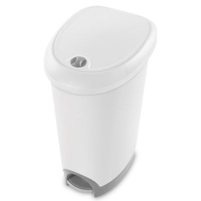 Sterilite 12.6 Gallon Locking StepOn Wastebasket, White (2 Pack) 10738002