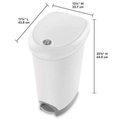 Sterilite 12.6 Gallon Locking StepOn Wastebasket, White (2 Pack) 10738002