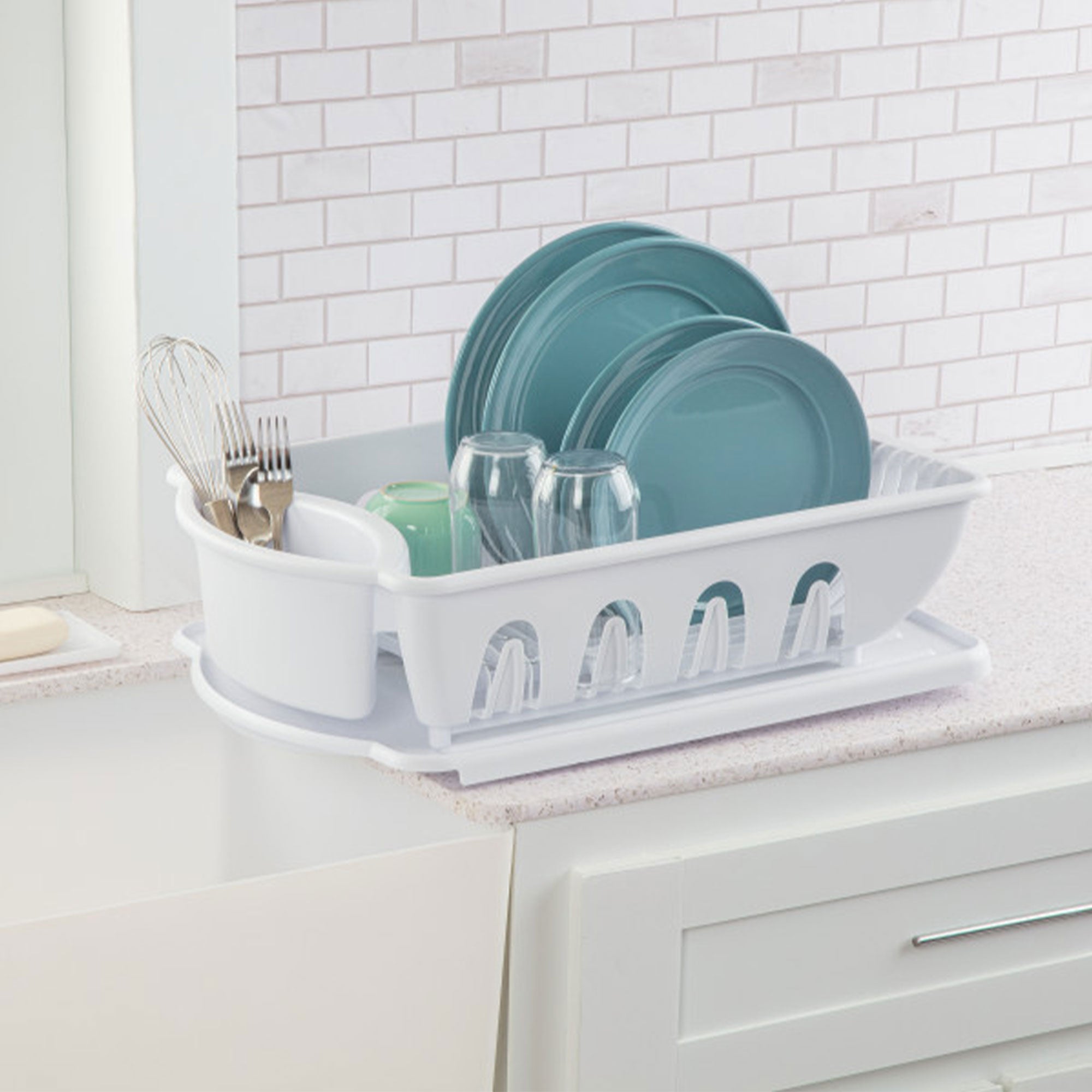 Sterilite Large 2-Piece Plastic Sink Set and Drain Board, White (Open Box)