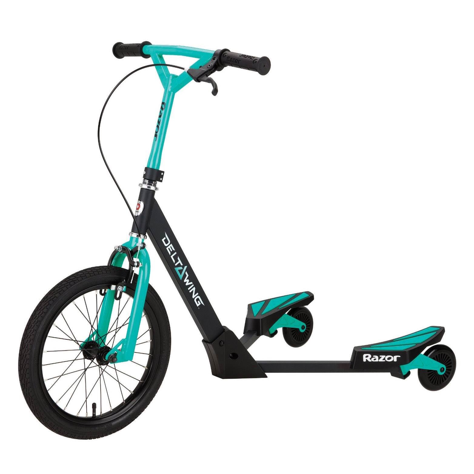 Razor DeltaWing Scooter 3-Wheel Motion Drop Handlebar, Teal & Black (Open Box)