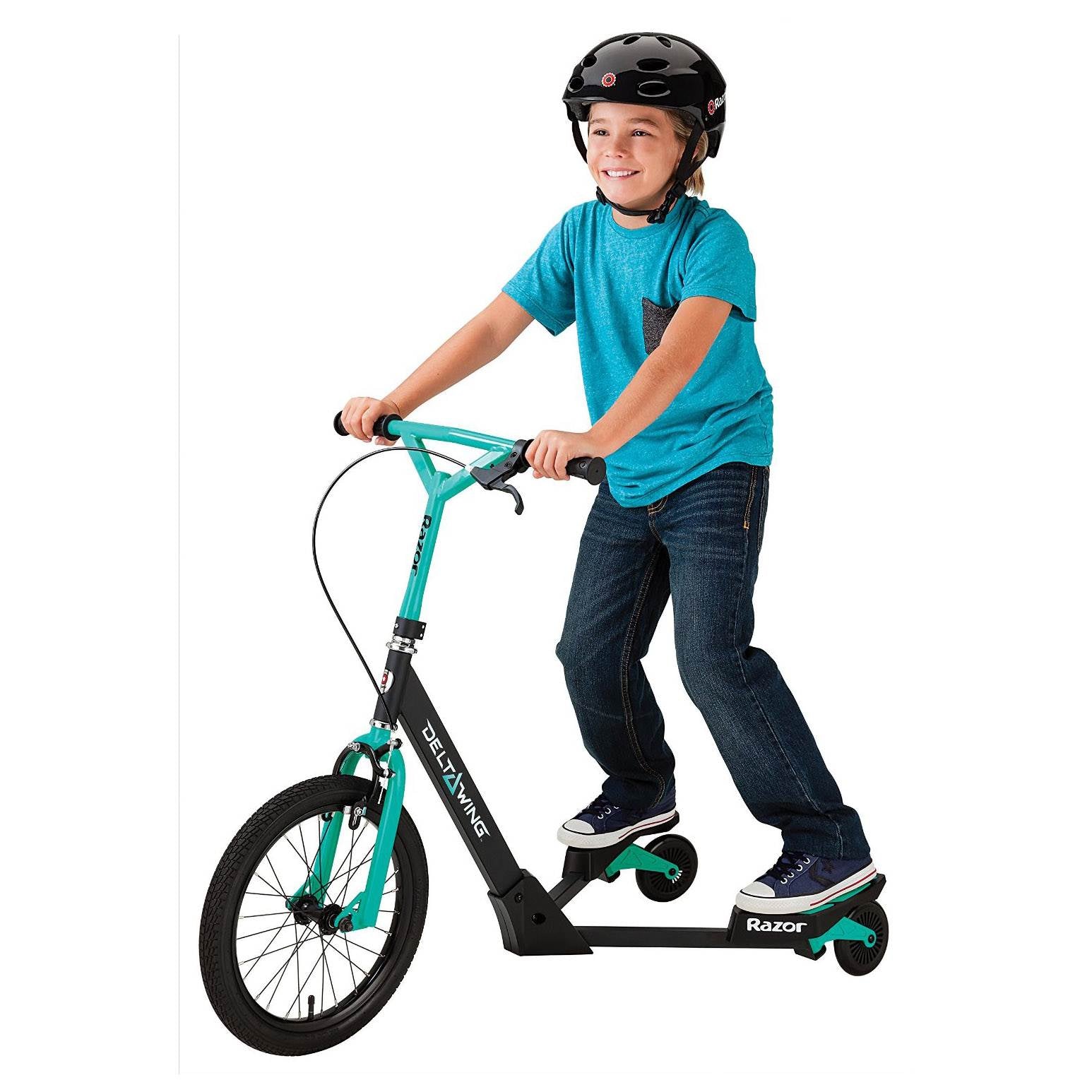 Razor DeltaWing Scooter 3-Wheel Motion Drop Handlebar, Teal & Black (Open Box)