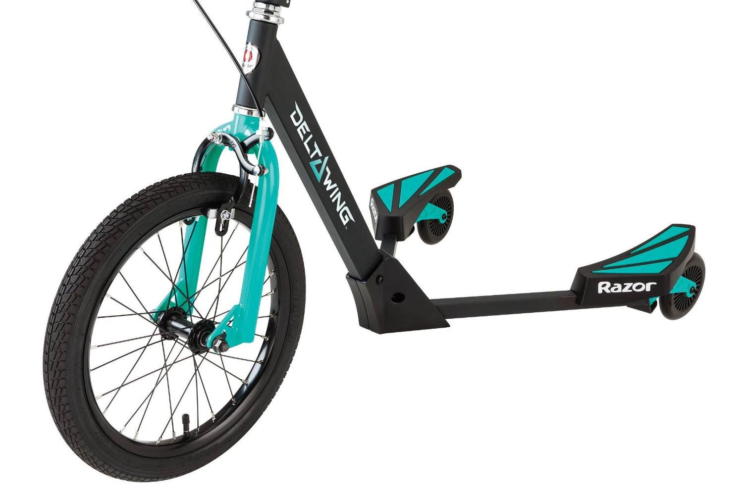Razor DeltaWing Scooter 3-Wheel Motion Drop Handlebar, Teal & Black (Open Box)