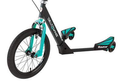 Razor DeltaWing Scooter 3-Wheel Motion Drop Handlebar, Teal & Black (Open Box)