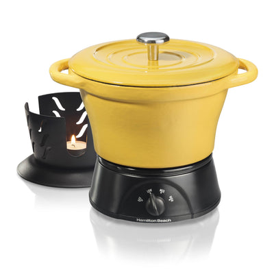 Hamilton Beach 1.5 Quart 3-Piece Cast Iron Yellow Party Crock | 33411 (Open Box)