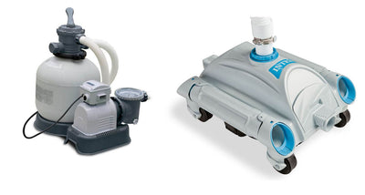 INTEX 3000 GPH Above Ground Pool Sand Filter Pump and INTEX Automatic Vacuum