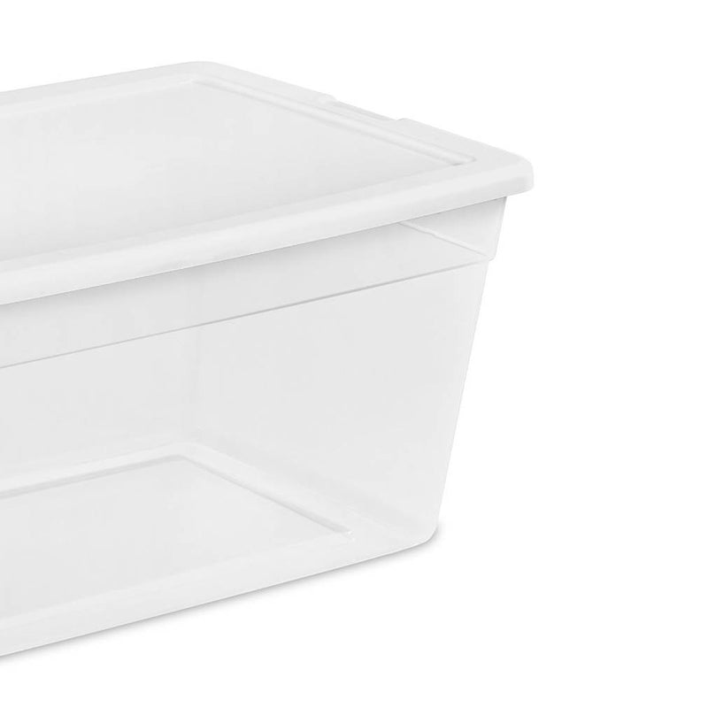 Sterilite 90 Qt Storage Box, Stackable Bin with Lid, Plastic Container, 4 Pack