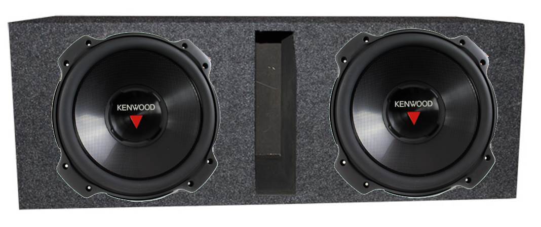 2) Kenwood KFC-W3016PS 12" 2000 Watt Subwoofer + Dual 12" Vented Port Enclosure