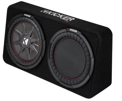 Kicker 43TCWRT122 1000W 12" 2-Ohm Slim Shallow Subwoofer+Box+Amplifier Car Kit