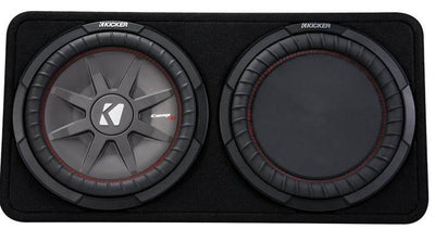 Kicker 43TCWRT124 1000W 12" 4-Ohm Slim Shallow Subwoofer+Box+Amplifier+Amp Kit
