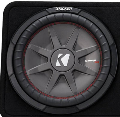 Kicker 12" 1000W Slim Shallow Subwoofer Enclosure and 1500W Amp with Wiring Kit