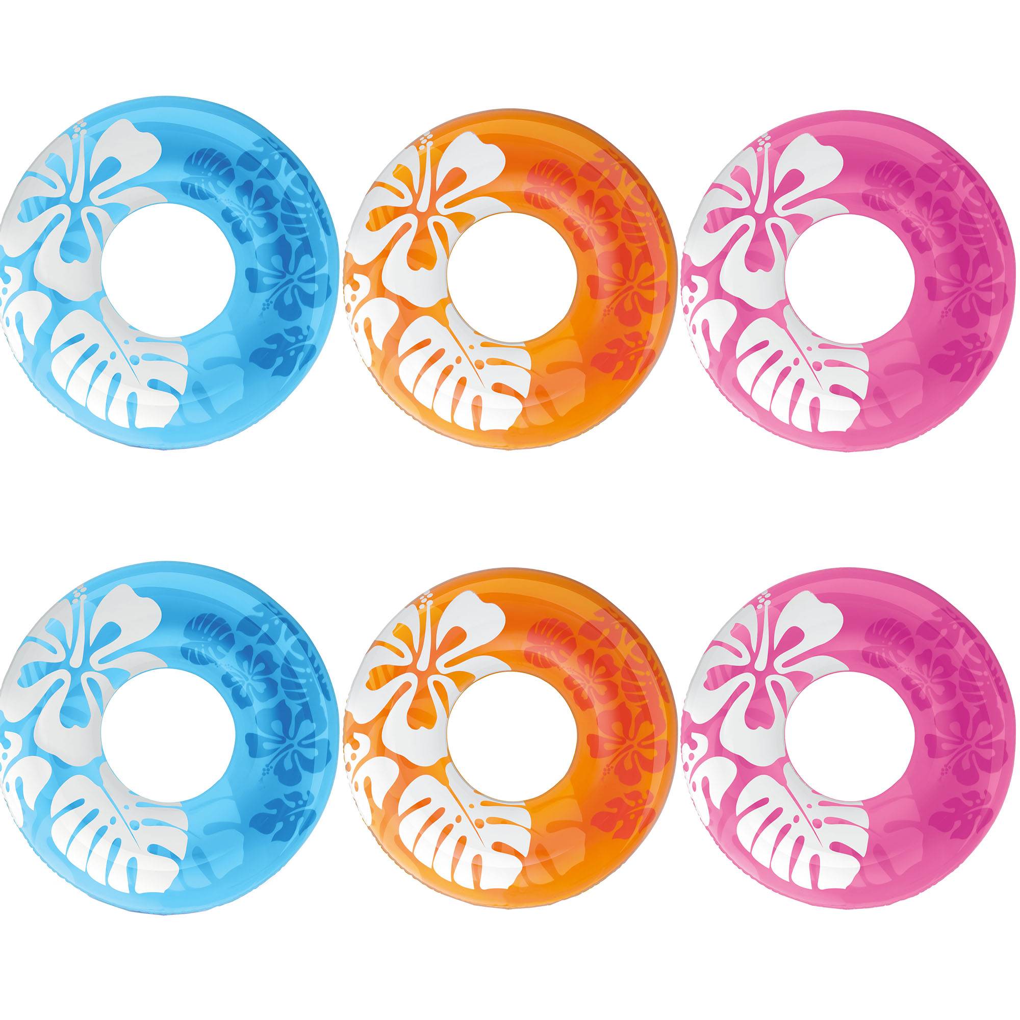 Intex Colorful Transparent Inflatable Swimming Pool Tube Raft (6 Pack) | 59251EP