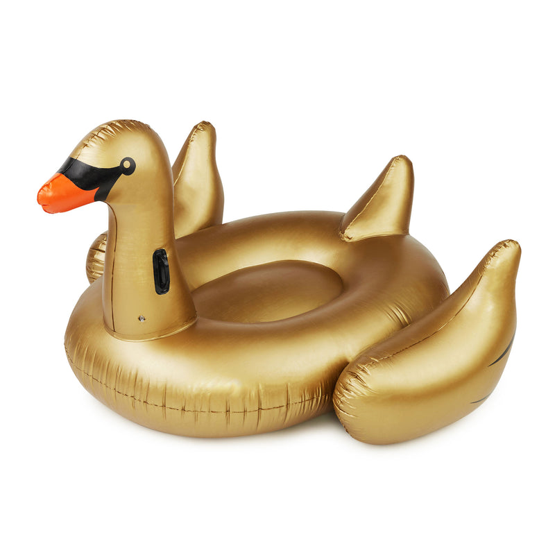 Swimline Golden Swan 75 Inch Inflatable PVC Giant Raft Pool Float, Gold (Used)