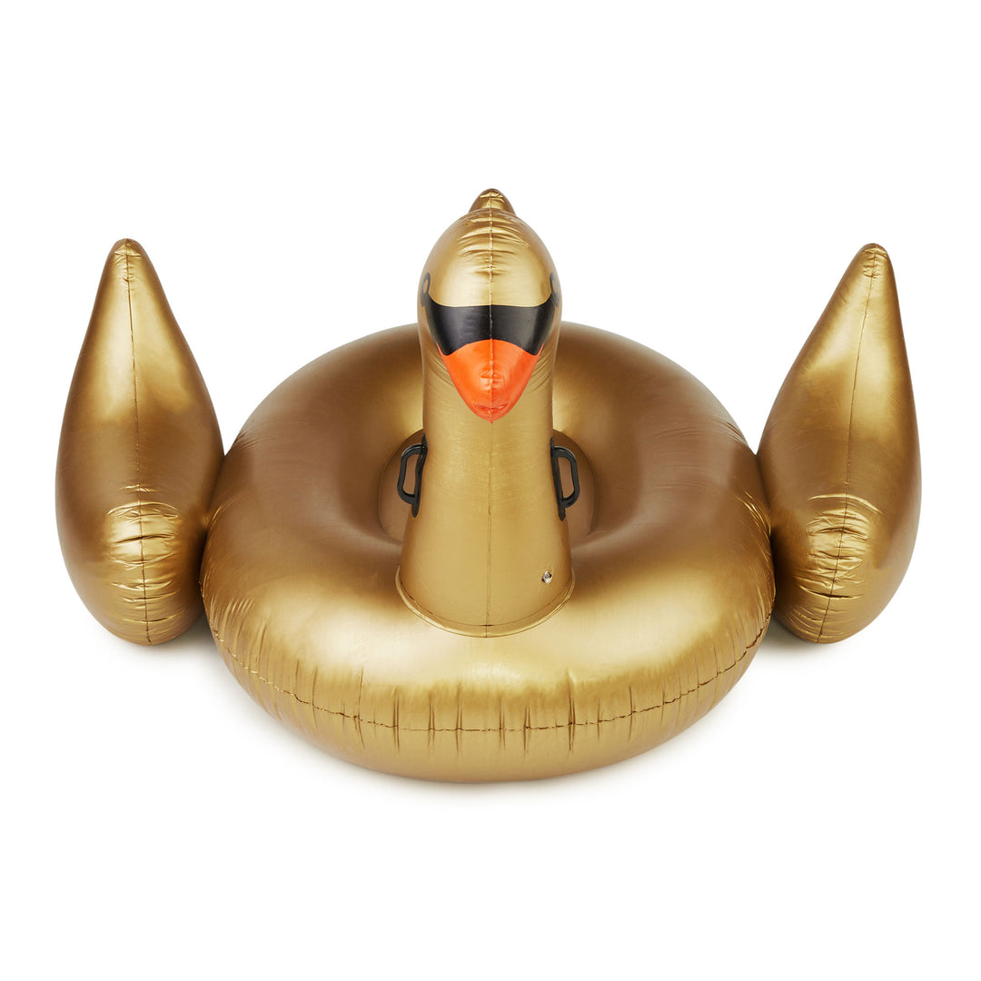 Swimline 90701 Giant 78" Inflatable Golden Swan Ride-On Pool Float Raft, Gold