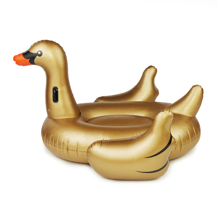 Swimline 90701 Giant 78" Inflatable Golden Swan Ride-On Pool Float Raft, Gold