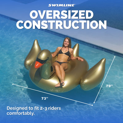 Swimline Giant Inflatable Ride-On 75-Inch Golden Swan Float For Pools (Open Box)